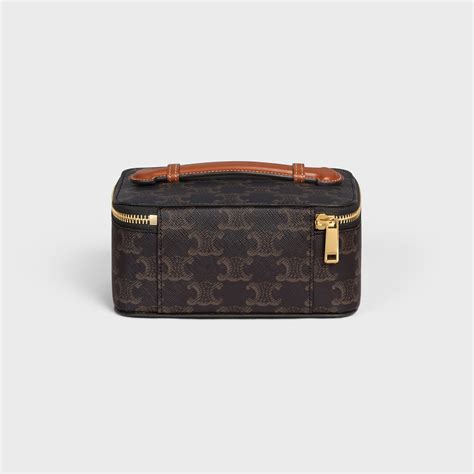 Top Handle Small Toiletry Case in Triomphe Canvas and Calfskin 